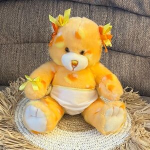 Build-A-Bear Candy Corn Halloween Teddy with Bows & Diaper Excellent Retired
